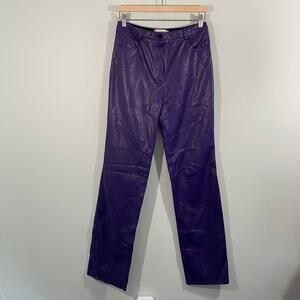 Cultnaked Women Purple Vegan Leather Straight Leg High Rise Killa Pants Size L